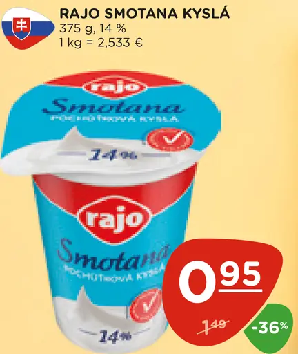 Rajo smotana kyslá 14%