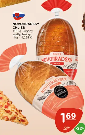 Novohhradský chlieb krájaný svetlý tmavý