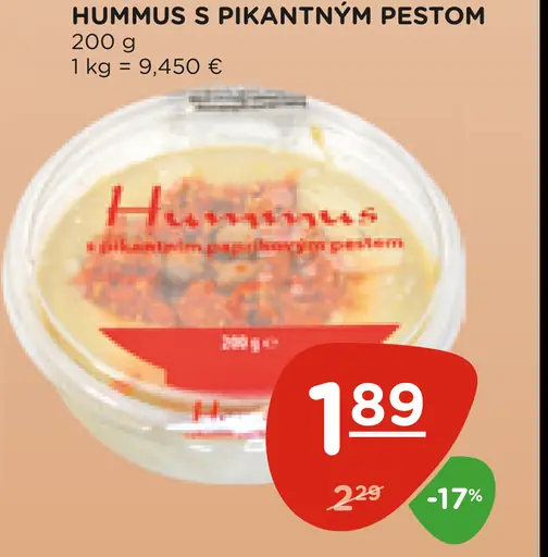 Hummus s pikantným pestom