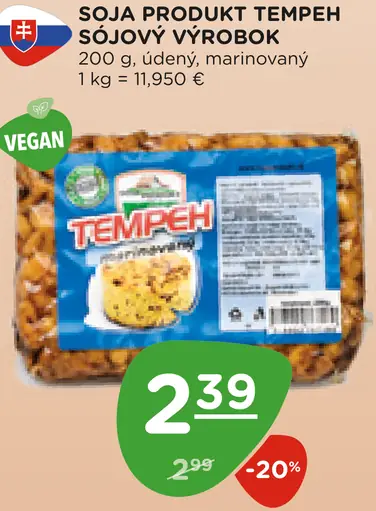 Soja produkt tempeh sójový výrobok údený marinovaný