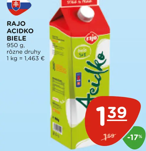 Rajo Acidko biele kyslomliečny nápoj