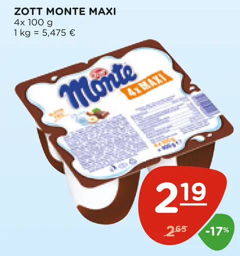 Zott Monte Maxi mliečny dezert