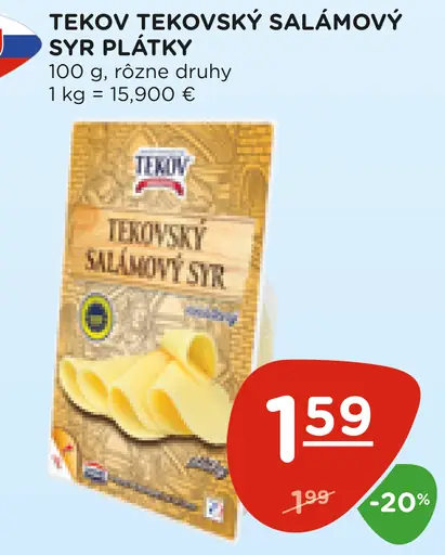 Tekov Tekovský salámový syr plátky rôzne druhy