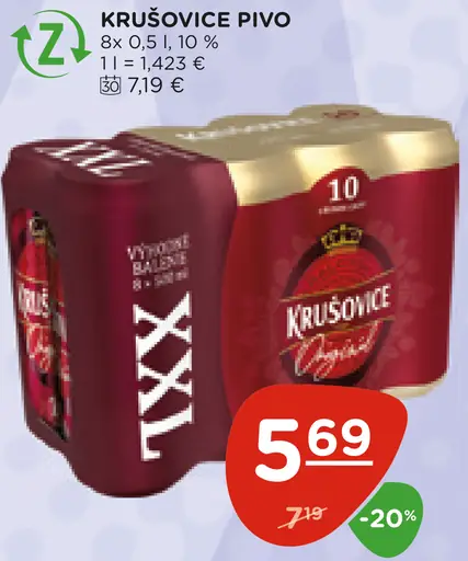 Krušovice Pivo plechovka