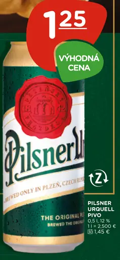 Pilsner Urquell pivo plechovka