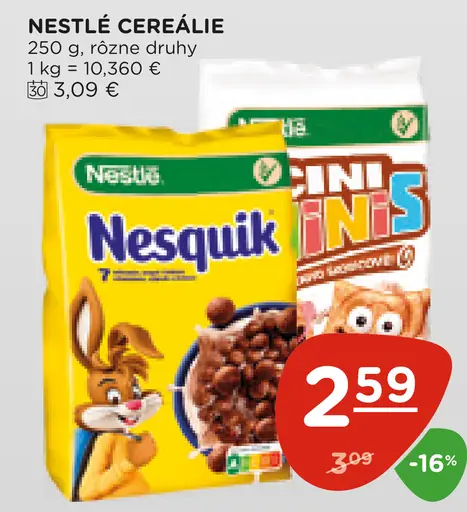 Nestlé cereálie Cini Minis, Nesquik rôzne druhy
