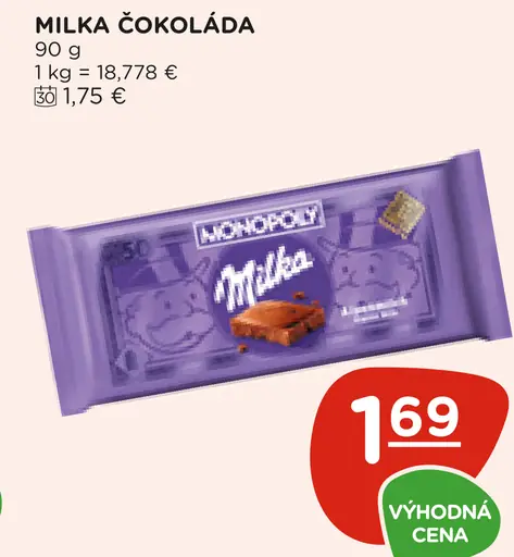 Milka čokoláda tabuľka