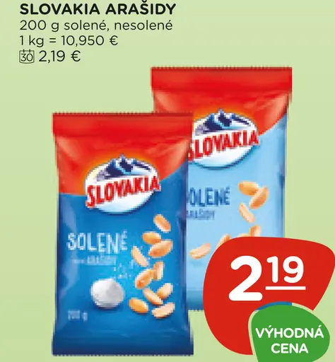 Slovakia arašidy pražené solené alebo nesolené