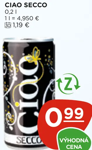 Ciao Secco šumivý nápoj plechovka