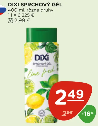 Dixi Sprchový gél rôzne druhy