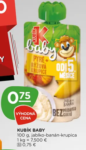 Kubík Baby pyré jablko-banán-krupica