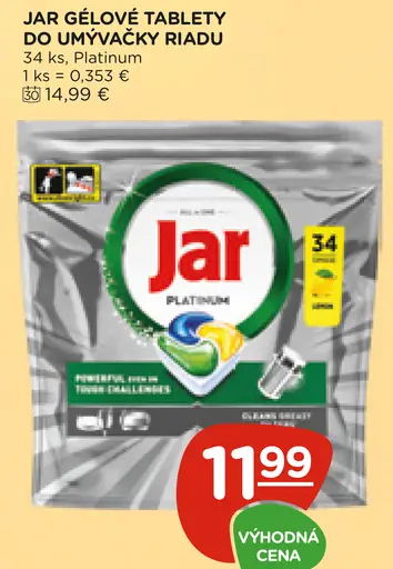 Jar géľové tablety do umývačky riadu Platinum