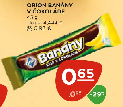 Orion Banány XXL želé v čokoláde