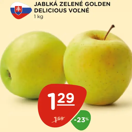Jablká zelené Golden Delicious