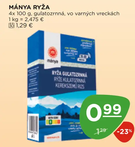 Mąnya ryža guľatozrnná vo vrecúškach