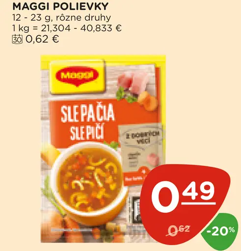 Maggi polievky rôzne druhy