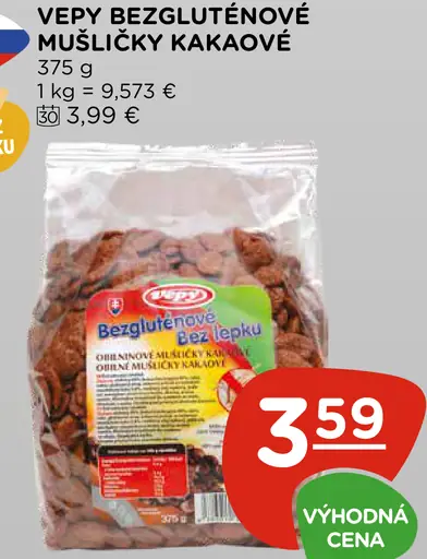 Vepy Bezlepkové mušličky kakaové