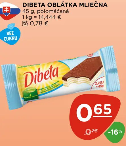 Dibeta oblátka mliečna