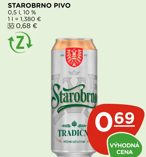 Starobrno pivo plechovka