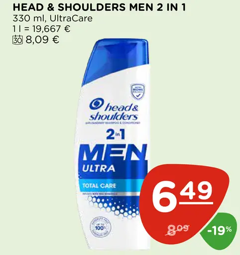 Head & Shoulders Men 2 in 1 UltraCare šampón