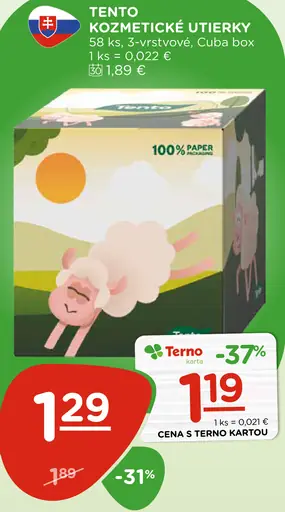 Tento Kozmetické Utierky 3-vrstvové, Cuba box