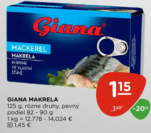 Giana makrela v slnečnicovom oleji pevný podiel