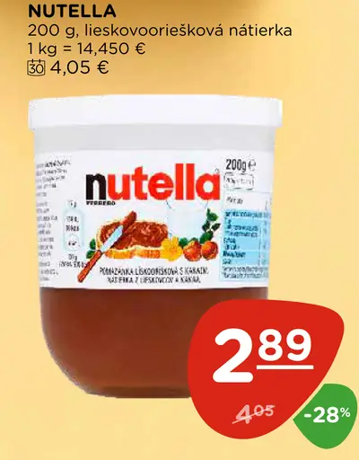 Nutella lieskovooriešková nátierka