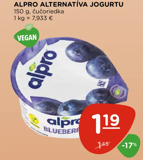 Alpro Alternatíva Jogurtu Čučoriedka