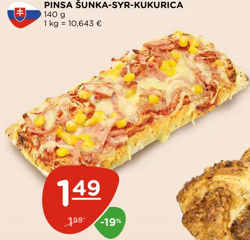 Pinsa šunka-syr-kukurica