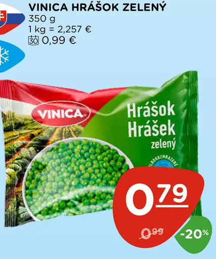 Vinica jemný zelený hrášok mrazený