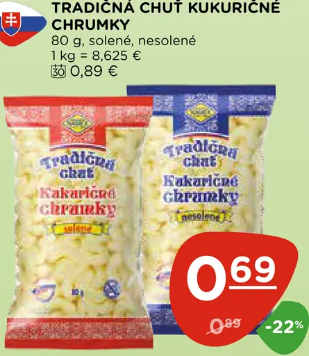 Tradičná chuť kukuričné chrumky