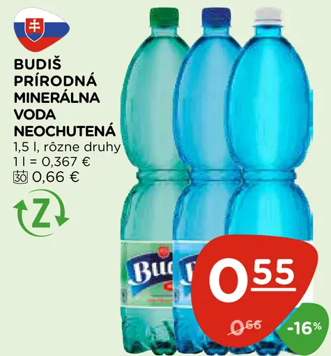Budiš prírodná minerálna voda neochutená