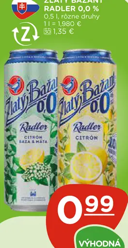 Zlatý Bažant Radler 0,0% 3 druhy