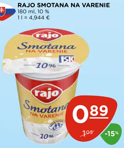 Rajo Smotana na varenie 10%