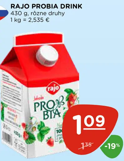 Rajo Probia Drink kyslomliečny nápoj rôzne druhy