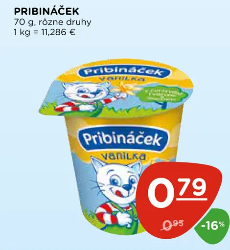 Pribináček tvarohový krém rôzne druhy