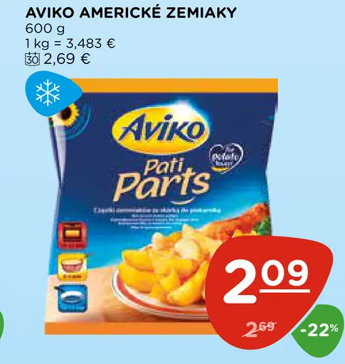 Aviko Americké zemiaky Pati Parts