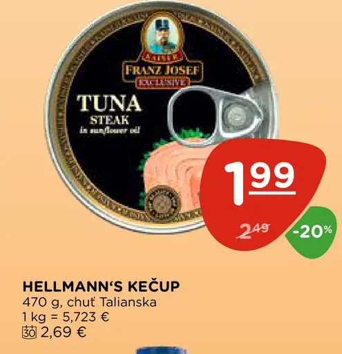 Franz Josef tuniak steak v konzervě