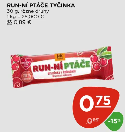 Run-ni Ptačie tyčinka brusnicová s kokosom