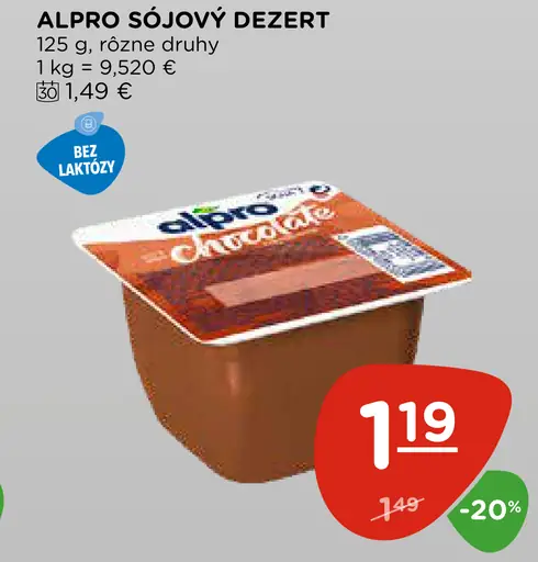 Alpro sójový dezert s príchuťou tmavej čokolády
