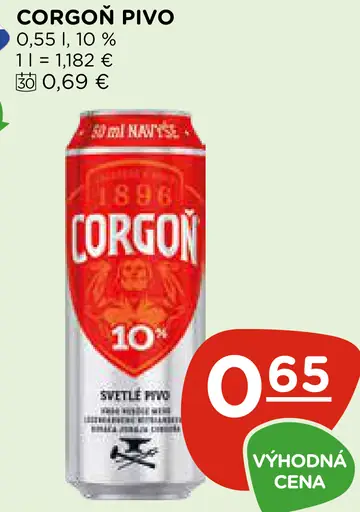 Corgoň pivo plechovka
