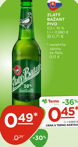 Zlatý Bažant Pivo plechovka