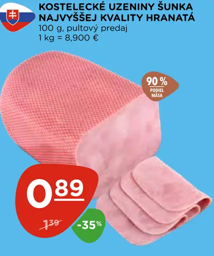 Kostelecké uzeniny šunka najvyššej kvality hranatá