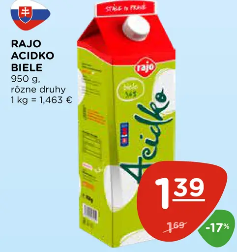 Rajo Acidko biele kyslomliečny nápoj