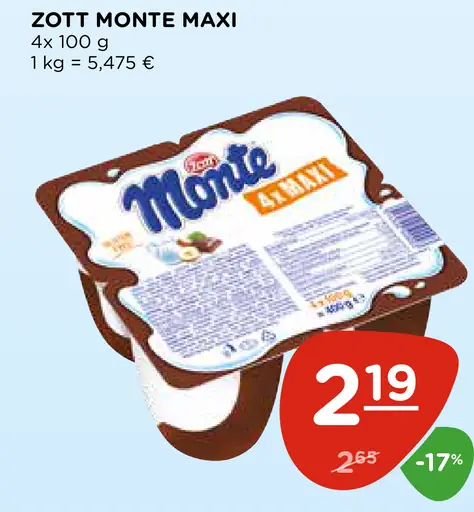 Zott Monte Maxi mliečny dezert