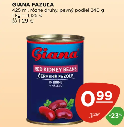 Giana fazuľa red kidney beans v slanom náleve