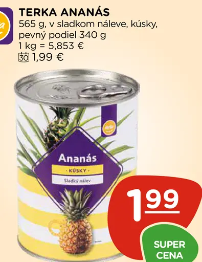 Terka ananás kúsky v sladkom náleve
