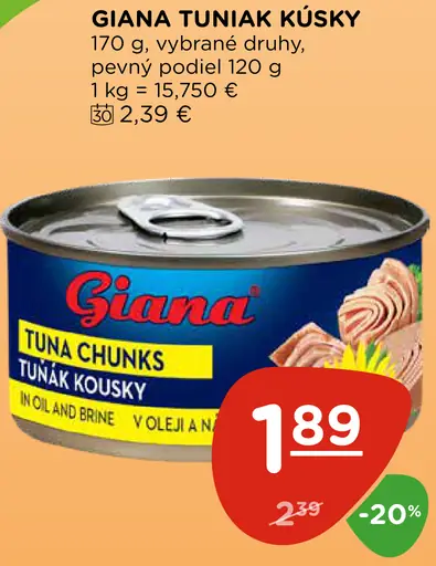 Giana tuniak kúsky v oleji a v slanom náleve