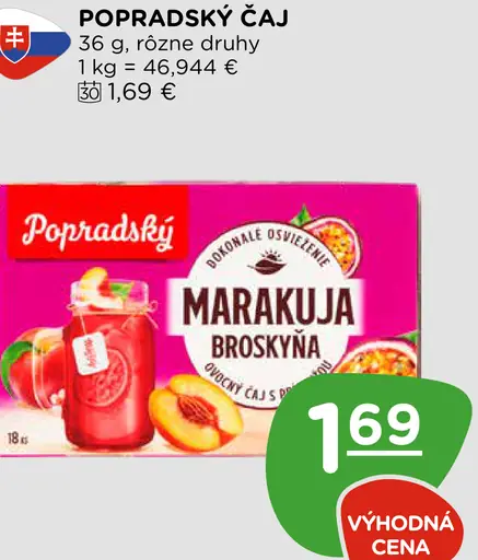 Popradský čaj marakuja broskyňa