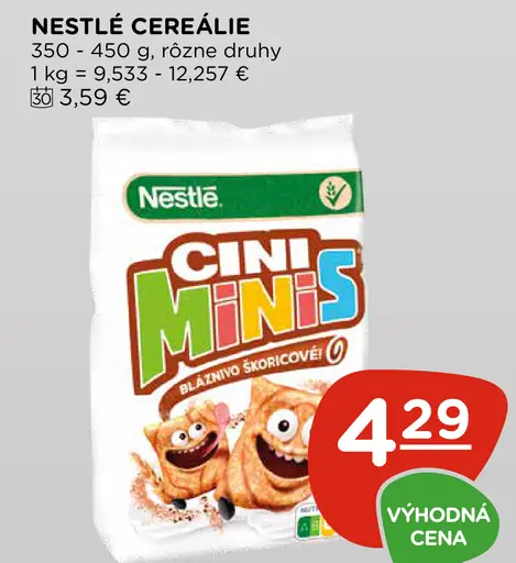 Nestlé cereálie rôzne druhy